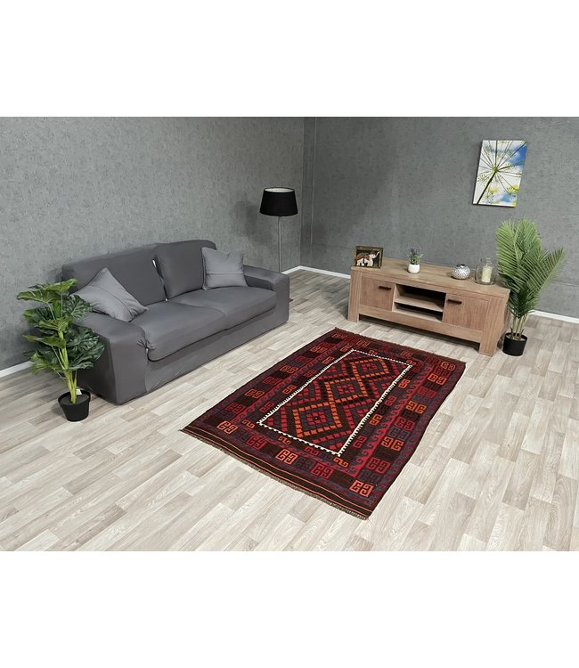 Handgemaakt Oosters Kelim Wol Vloerkleed 197 x 124 cm