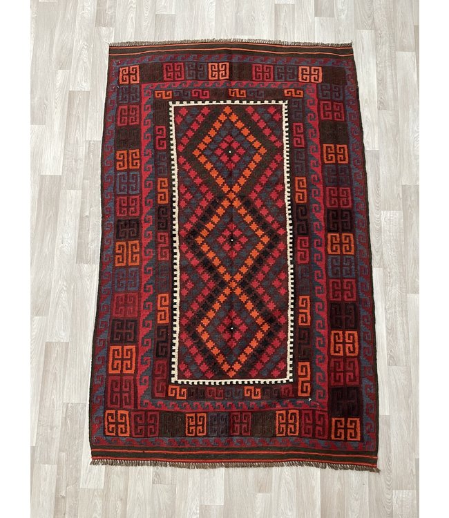 Hand Woven Afghan Wool Kilim Area Rug 197 x 124 cm
