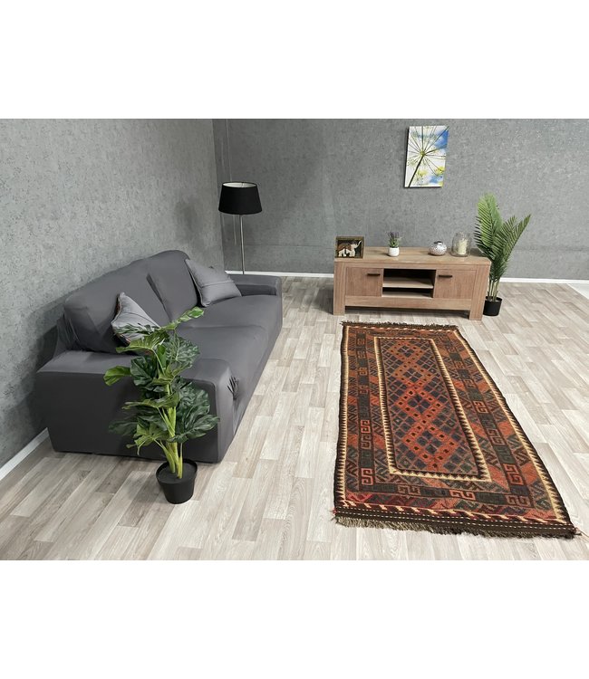 Hand Woven Afghan Wool Kilim Area Rug 232 x 99 cm