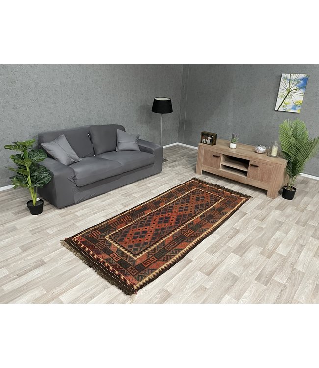 Handgemaakt Oosters Kelim Wol Vloerkleed 232 x 99 cm