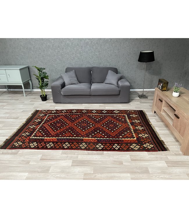 Hand Woven Afghan Wool Kilim Area Rug 239 x 116 cm(7'10 x 3'9) feet