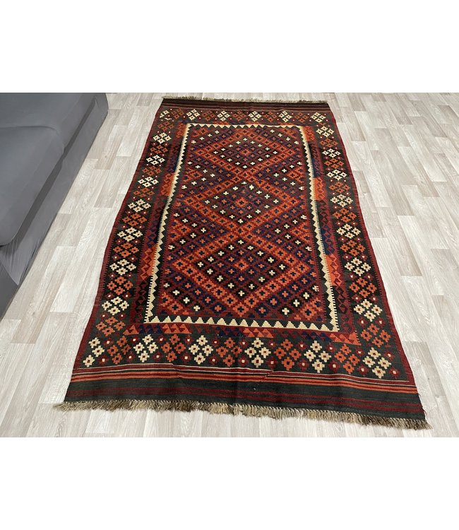Hand Woven Afghan Wool Kilim Area Rug 239 x 116 cm(7'10 x 3'9) feet