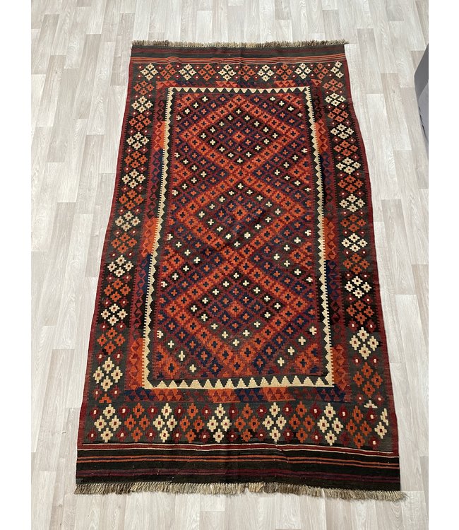 Handgemaakt Oosters Kelim Wol Vloerkleed 239 x 116cm