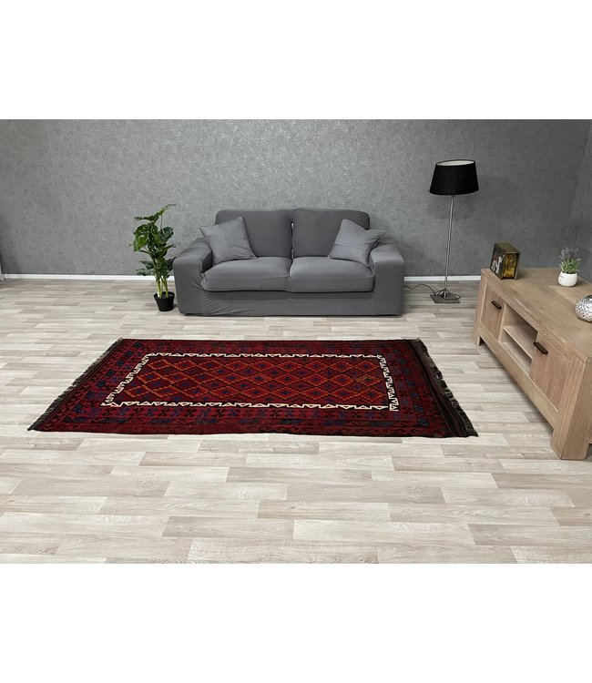 Handgemaakt Oosters Kelim Wol Vloerkleed 225 x 114cm