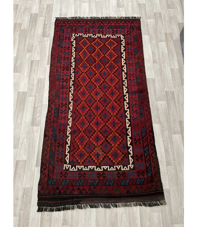 Handgemaakt Oosters Kelim Wol Vloerkleed 225 x 114cm