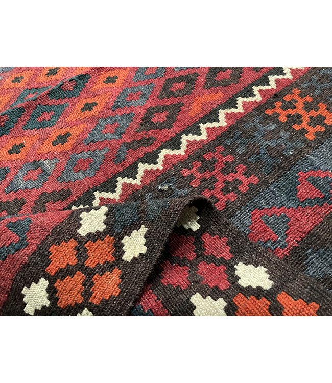 Hand Woven Afghan Wool Kilim Area Rug 209 x 101 cm( 6'10 x 3'3) feet