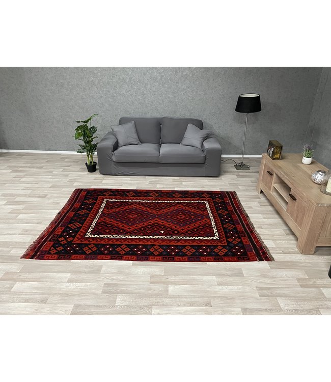 Hand Woven Afghan Wool Kilim Area Rug 216 x 141 cm (7'1 x 4'7) feet