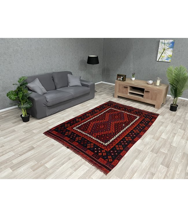 Hand Woven Afghan Wool Kilim Area Rug 216 x 141 cm (7'1 x 4'7) feet