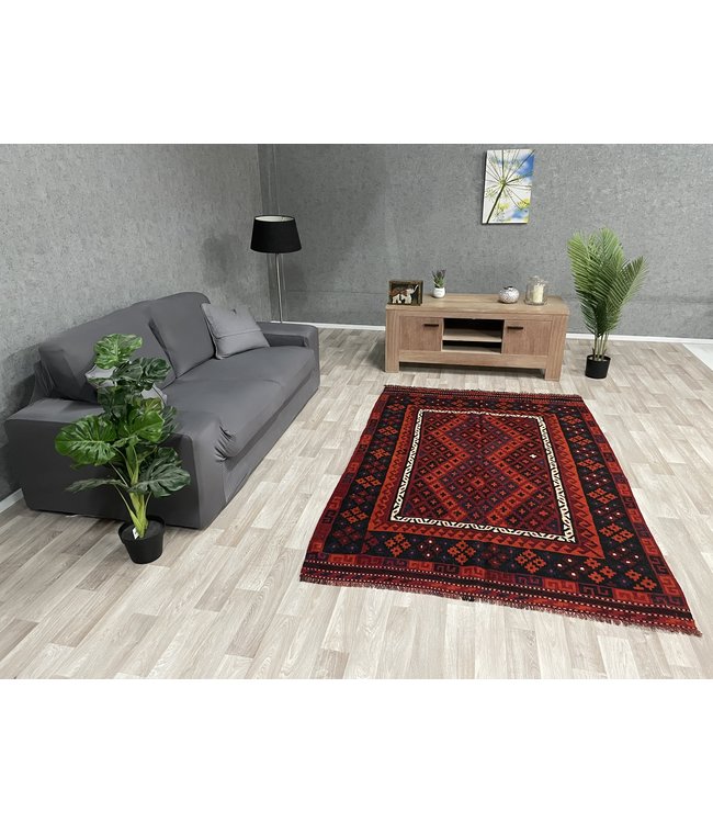 Hand Woven Afghan Wool Kilim Area Rug 216 x 141 cm (7'1 x 4'7) feet