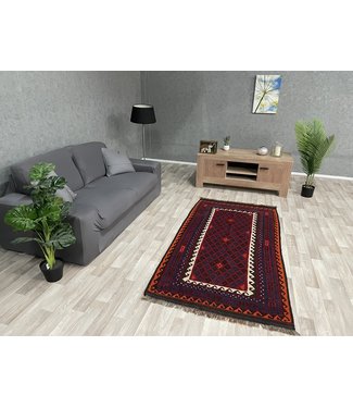 Hand Woven Afghan Wool Kilim Area Rug 203 x 104 cm (6'7 x 3'4 ) Feet