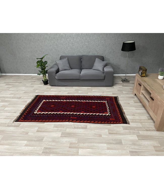 Hand Woven Afghan Wool Kilim Area Rug 203 x 104 cm (6'7 x 3'4 ) Feet