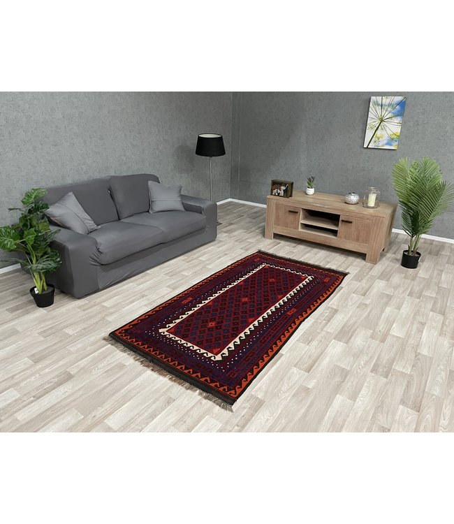 Handgemaakt Oosters Kelim Wol Vloerkleed 203 x 104cm