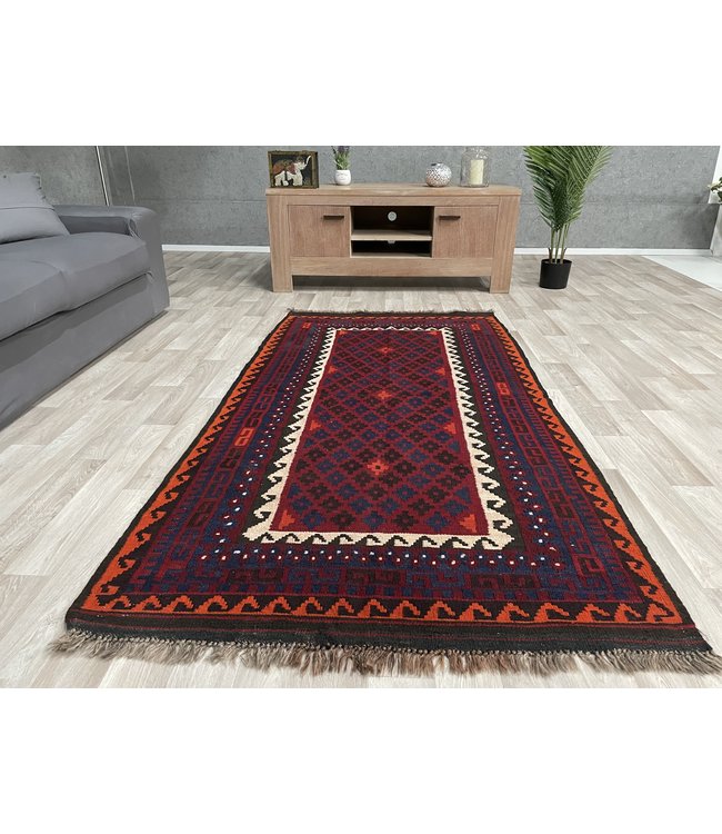 Hand Woven Afghan Wool Kilim Area Rug 203 x 104 cm (6'7 x 3'4 ) Feet