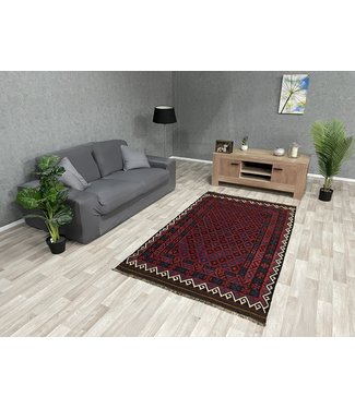 Hand Woven Afghan Wool Kilim Area Rug 217 x 128 cm