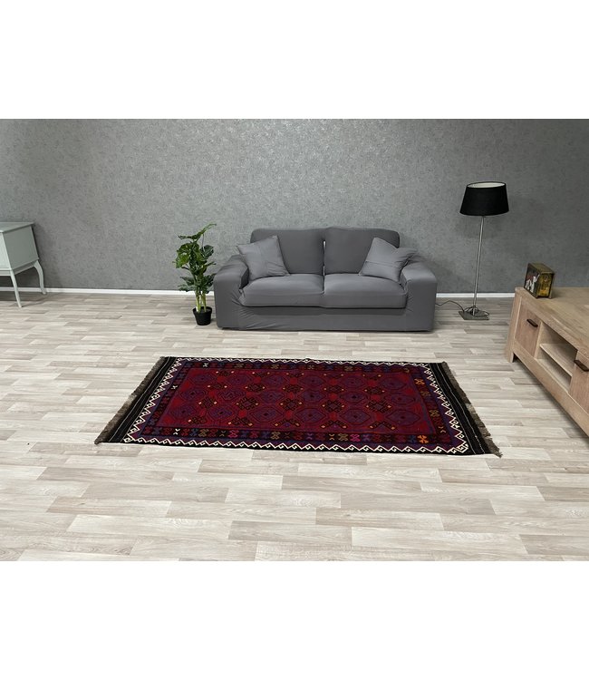 Hand Woven Afghan Wool Kilim Area Rug 210 x 110 cm