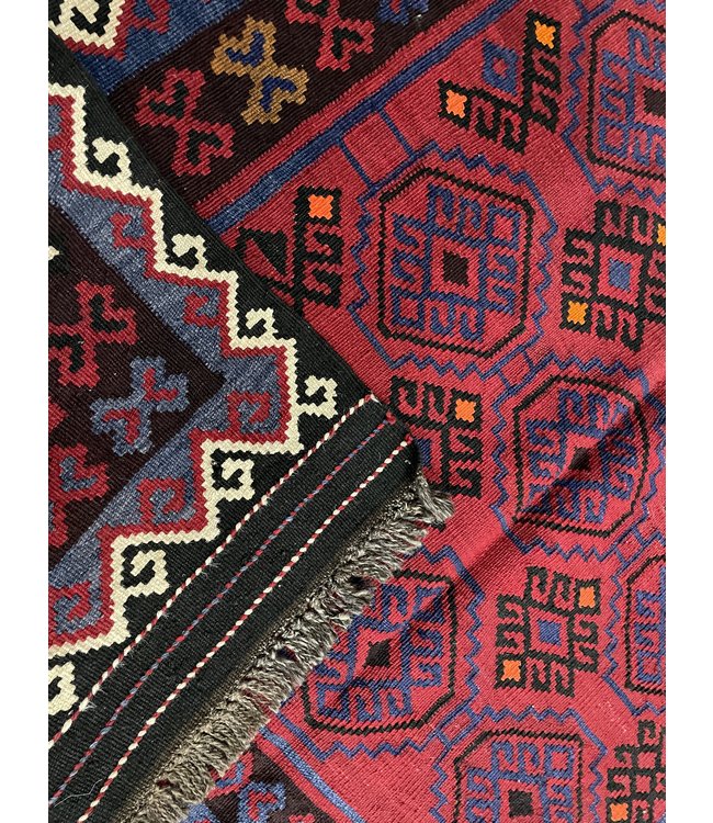 Hand Woven Afghan Wool Kilim Area Rug 210 x 110 cm