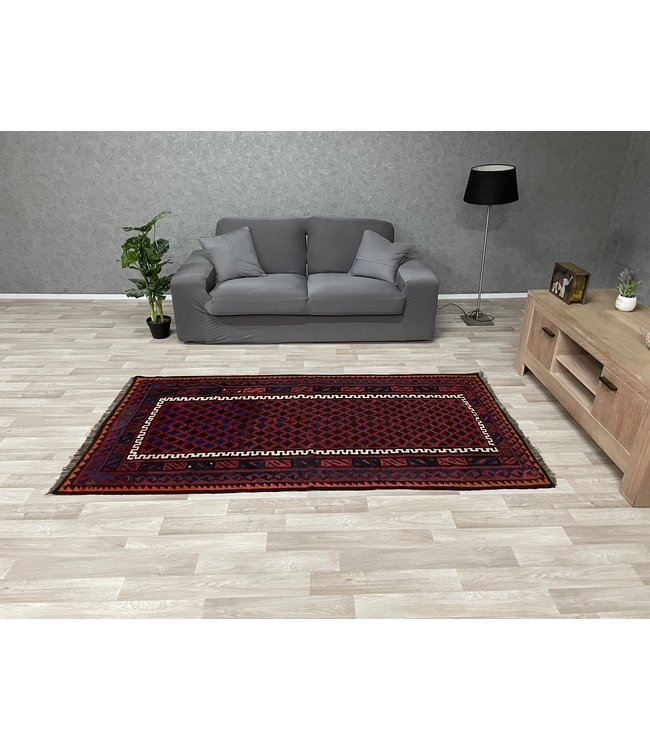 Hand Woven Afghan Wool Kilim Area Rug 219 x 111 cm (7'2 x 3'7) feet