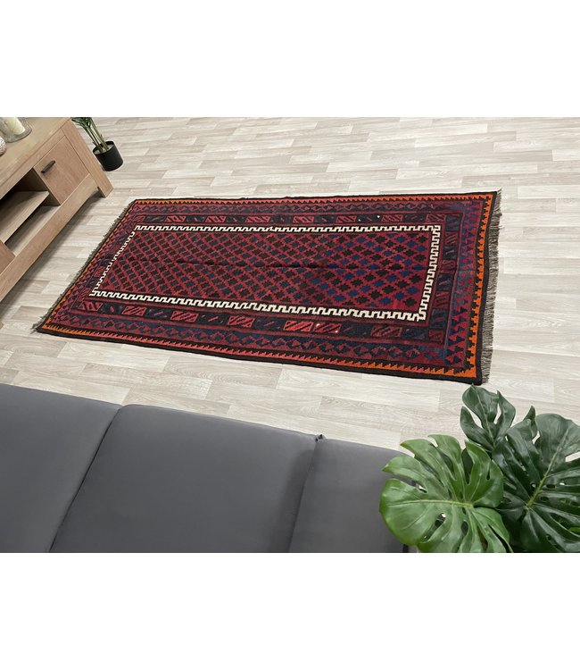 Hand Woven Afghan Wool Kilim Area Rug 219 x 111 cm (7'2 x 3'7) feet
