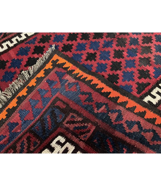 Hand Woven Afghan Wool Kilim Area Rug 219 x 111 cm (7'2 x 3'7) feet