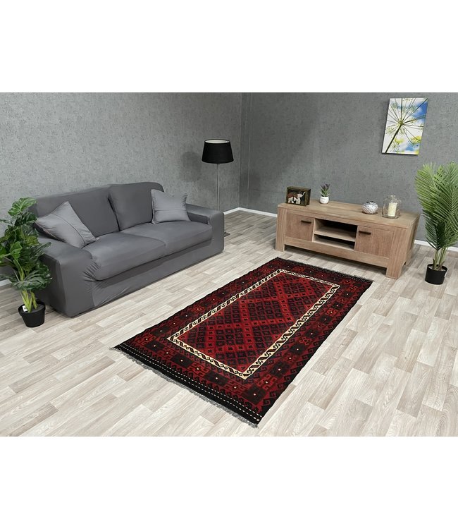 Hand Woven Afghan Wool Kilim Area Rug 210 x 107 cm