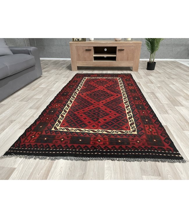 Hand Woven Afghan Wool Kilim Area Rug 210 x 107 cm