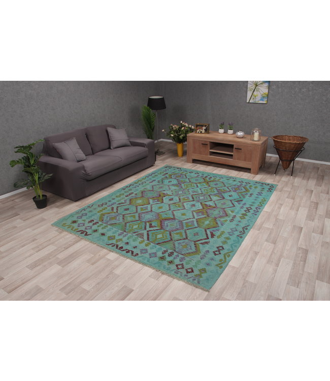 251x198 cm Handmade Afghan Kilim Area Rug Wool Carpet