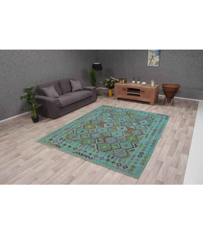 251x198 cm Handmade Afghan Kilim Area Rug Wool Carpet