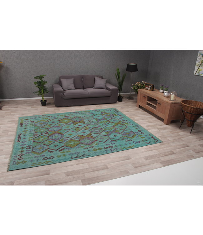 251x198 cm Handmade Afghan Kilim Area Rug Wool Carpet