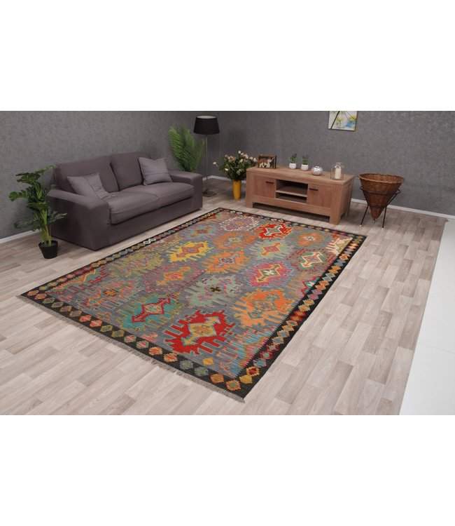 300x206 cm Handmade Afghan Traditional Kilim Area Rug Wool Carpet