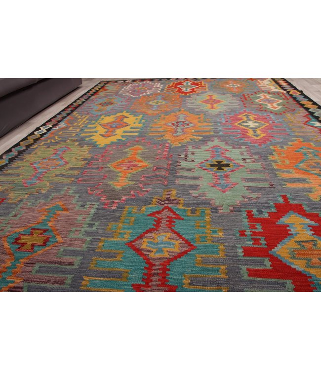 300x206 cm Handmade Afghan Traditional Kilim Area Rug Wool Carpet