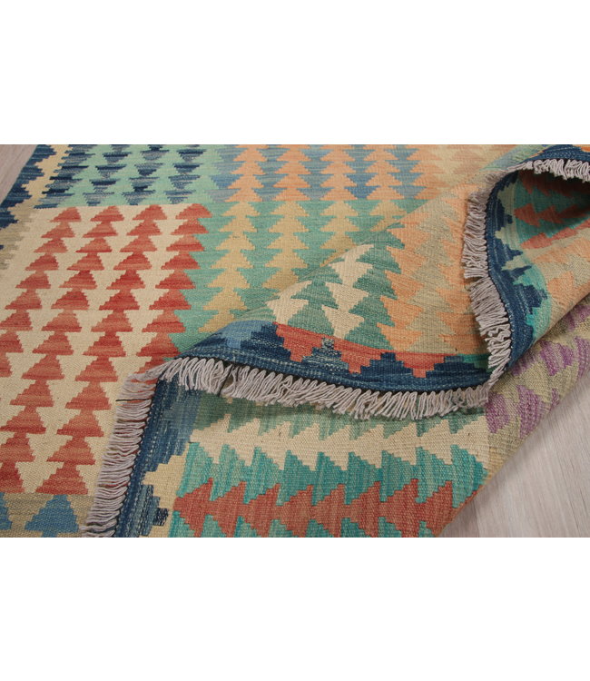 245x184 cm Handmade Afghan modern Kilim Area Rug Wool Carpet