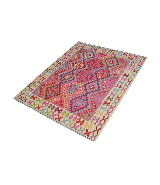 192x155 cm Handmade Afghan Kilim Area Rug Wool Carpet