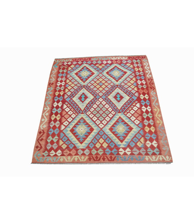 187x155 cm Handmade Afghan Kilim Area Rug Wool Carpet