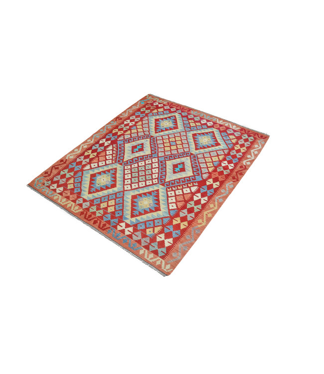 187x155 cm Handgemacht Wolle Kelim Teppich Orientteppich