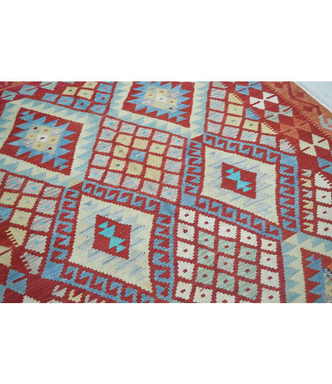 187x155 cm Handgemacht Wolle Kelim Teppich Orientteppich