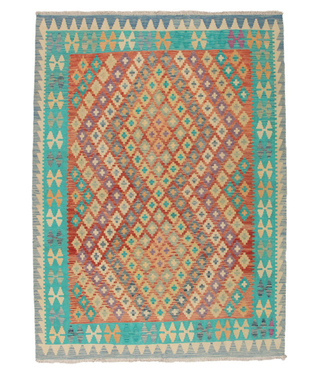 241x176 cm Handmade Afghan Kilim Area Rug Wool Carpet