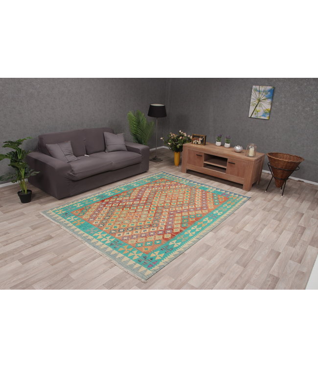 241x176 cm Handmade Afghan Kilim Area Rug Wool Carpet