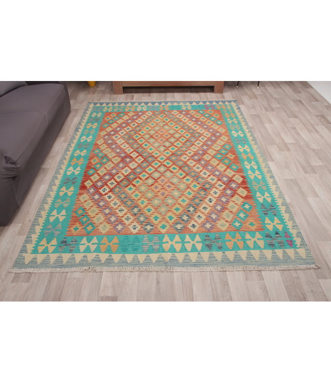 241x176 cm Handgemacht Wolle Kelim Teppich Orientteppich