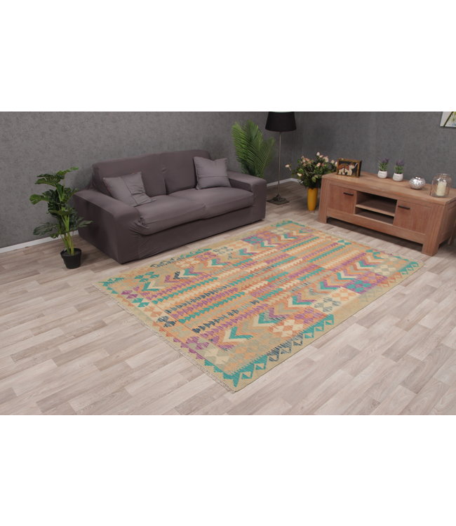 241x166 cm Handgemacht Wolle Kelim Teppich Orientteppich