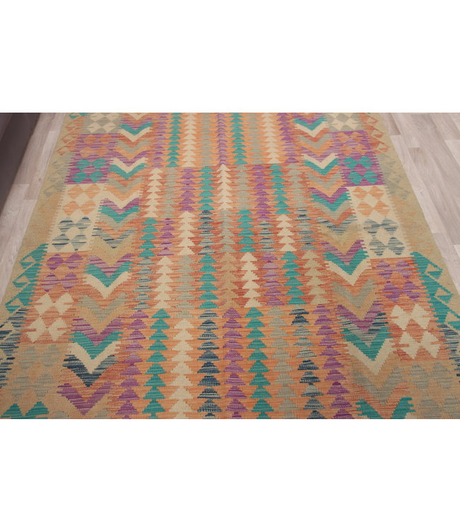 241x166 cm Handmade Afghan Kilim Area Rug Wool Carpet