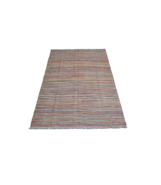 200x129 cm Handmade Afghan Kilim Stripe Wool Carpet