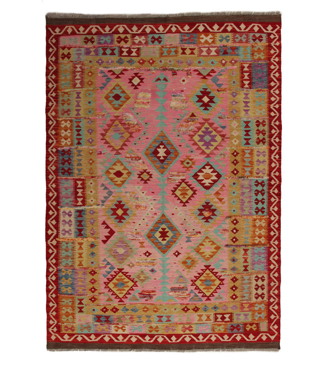 246x171 cm Handgemacht Wolle Kelim Teppich Orientteppich