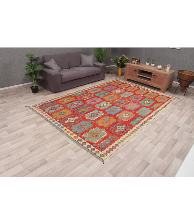 296x200 cm Handmade Afghan Kilim Area Rug Wool Carpet