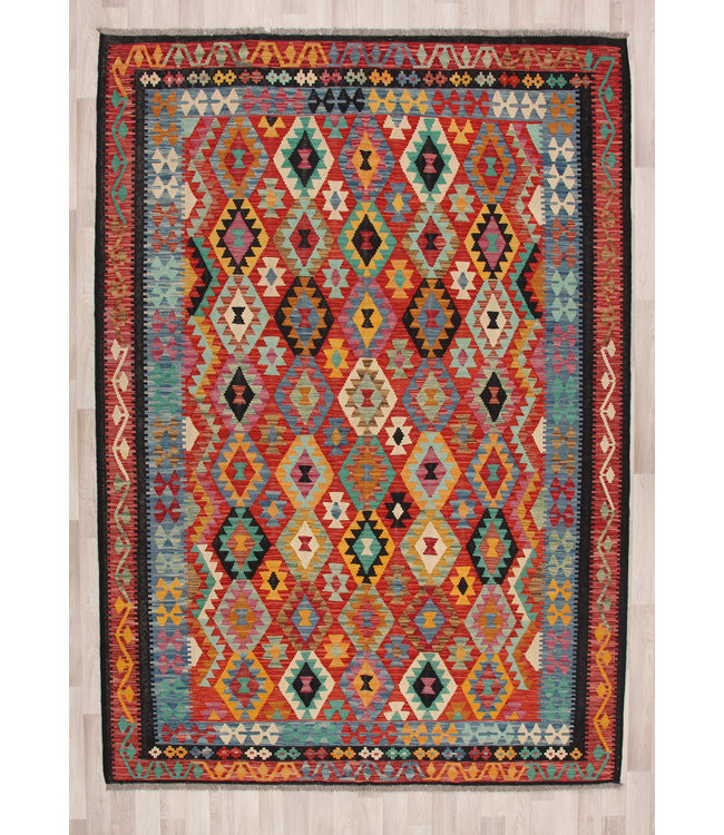 294x209 cm Handmade Afghan Kilim Area Rug Wool Carpet