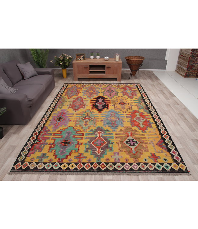 304x211 cm Handmade Afghan Kilim Area Rug Wool Carpet