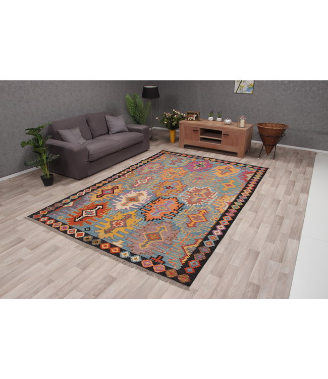 302x200 cm Handmade Afghan Kilim Area Rug Wool Carpet