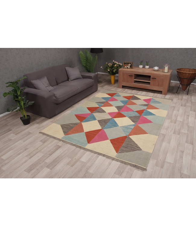 239x181 cm Handgemacht modern Wolle Kelim Teppich Orientteppich