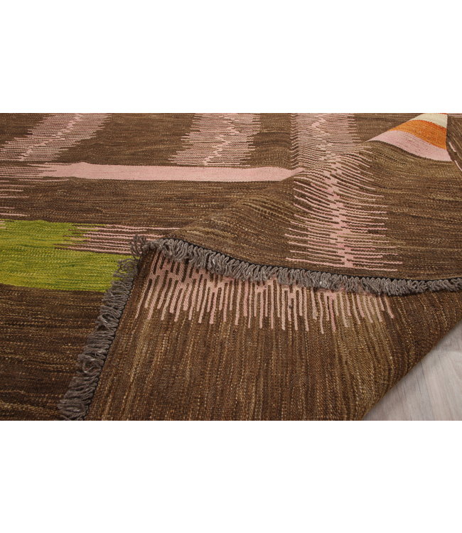 257x200 cm Handgeweven modern Kelim Tapijt Wol