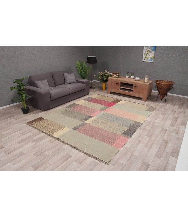 260x198 cm Handmade Afghan modern Kilim Area Rug Wool Carpet