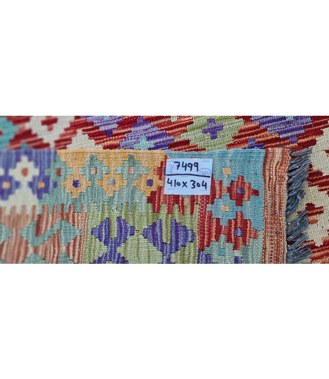 410x305 cm Handgewebte Orientalisch Wolle Kelim Teppich